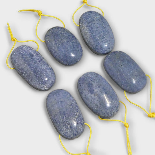 Natural Blue Coral 23-27x38-43 mm Oval Pendant 1.5mm Hole (1pc)