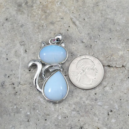 Opalite cat shape pendant 27x45mm  (Synthetic Stone 1pc)