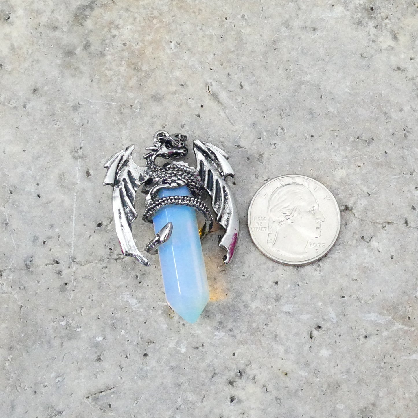 Opalite Flying Dragon Point Pendant 34x50mm