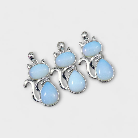 Opalite cat shape pendant 27x45mm  (Synthetic Stone 1pc)