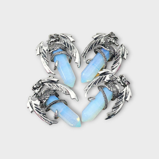 Opalite Flying Dragon Point Pendant 34x50mm