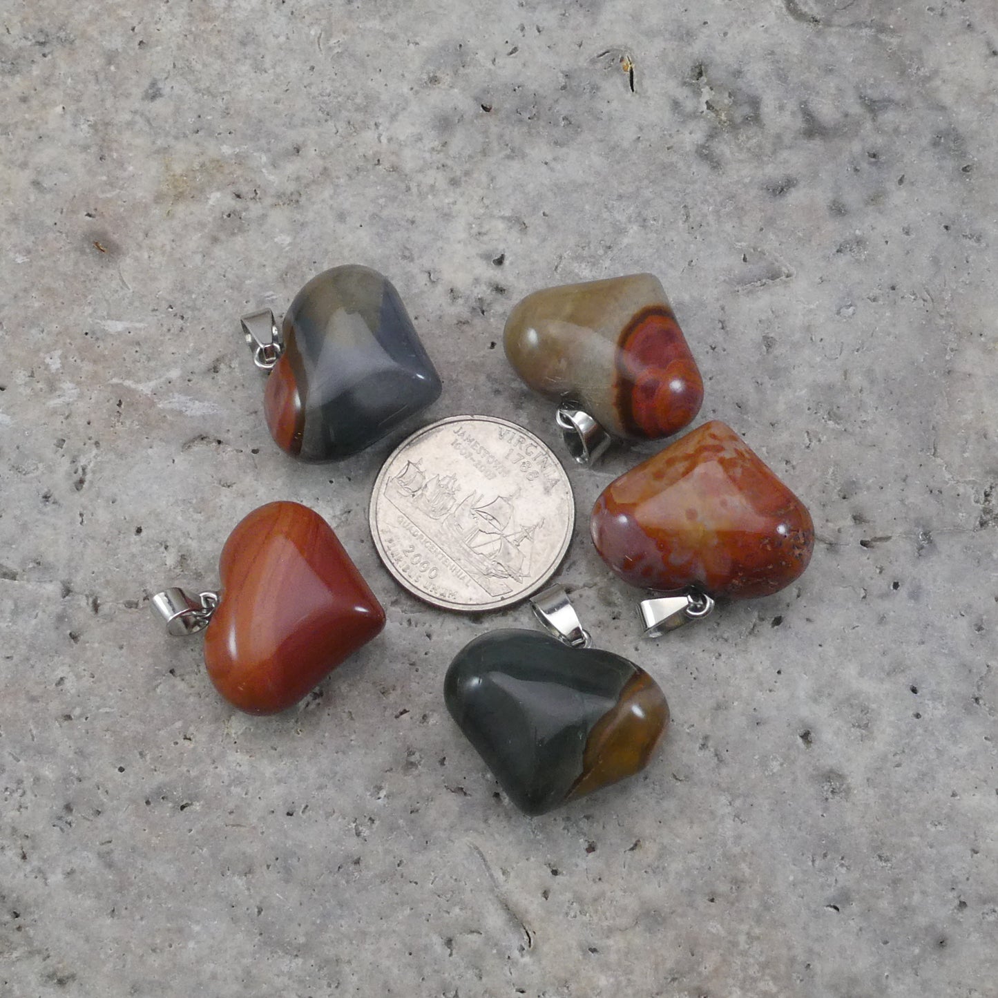 Polychrome Jasper 25x20 mm Heart Pendant