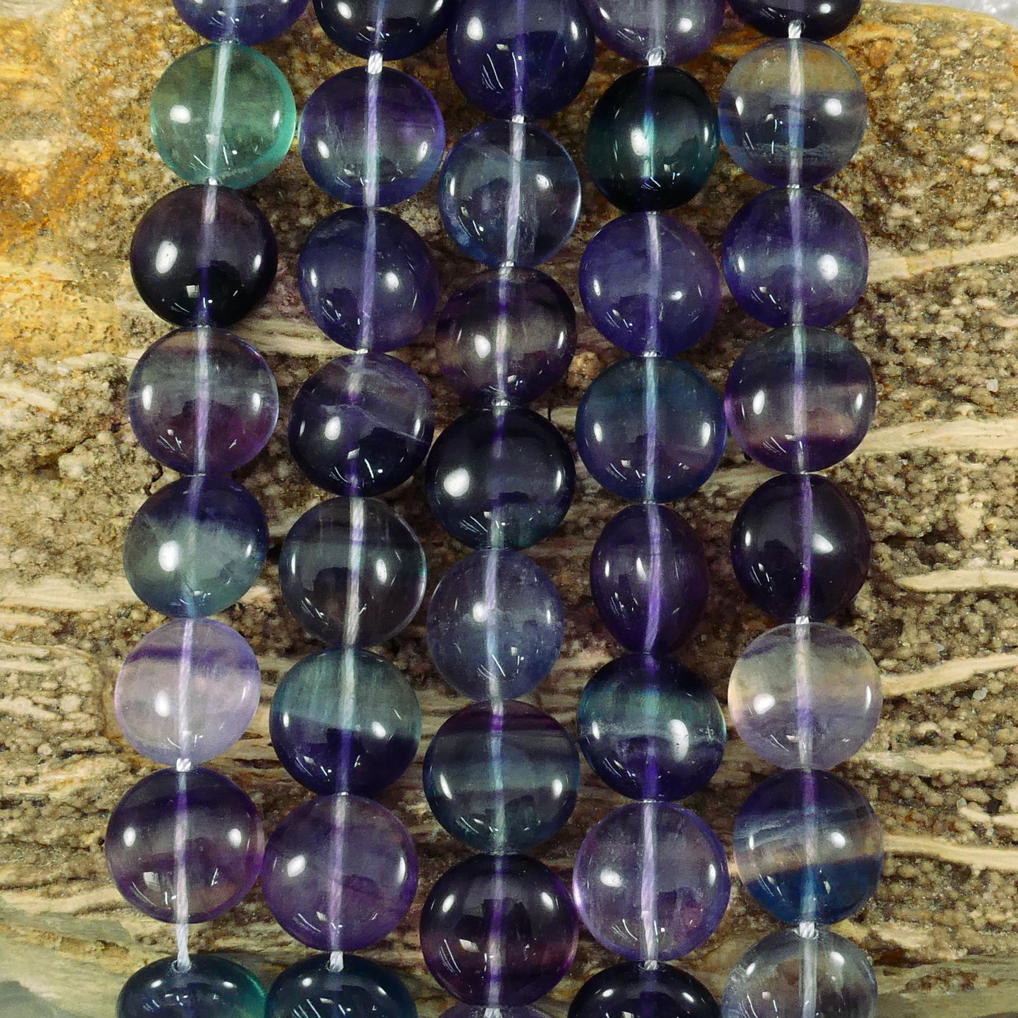 Rainbow Fluorite Coin Strands