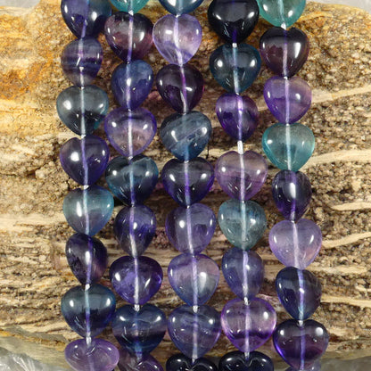 Rainbow Fluorite Heart Strands