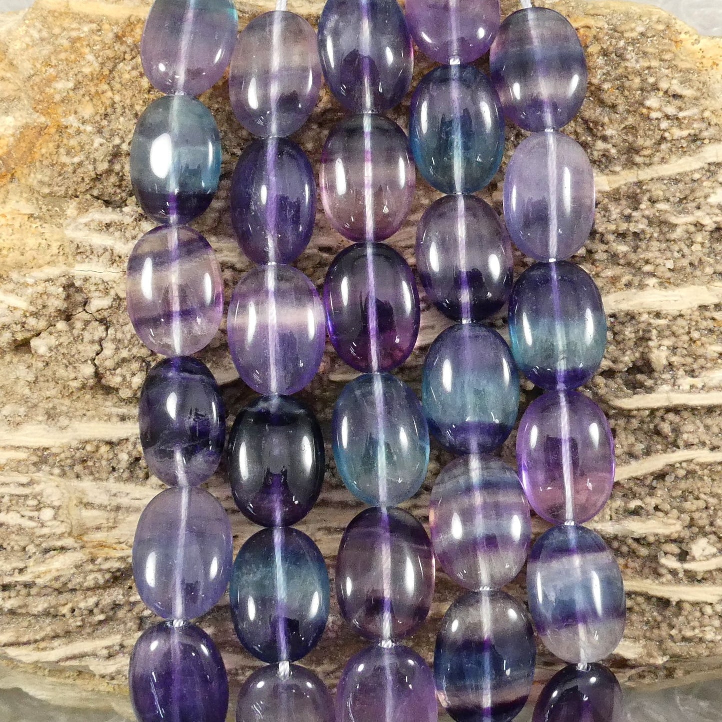 Rainbow Fluorite Oval Strands