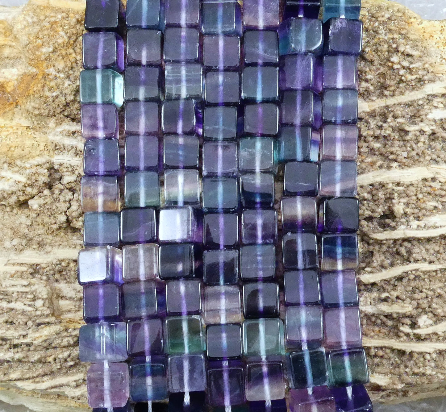 Rainbow Fluorite Cube Strands