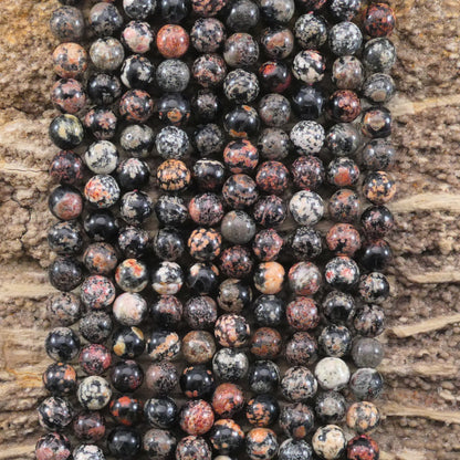 Red Snowflake Obsidian Round 6mm 8mm