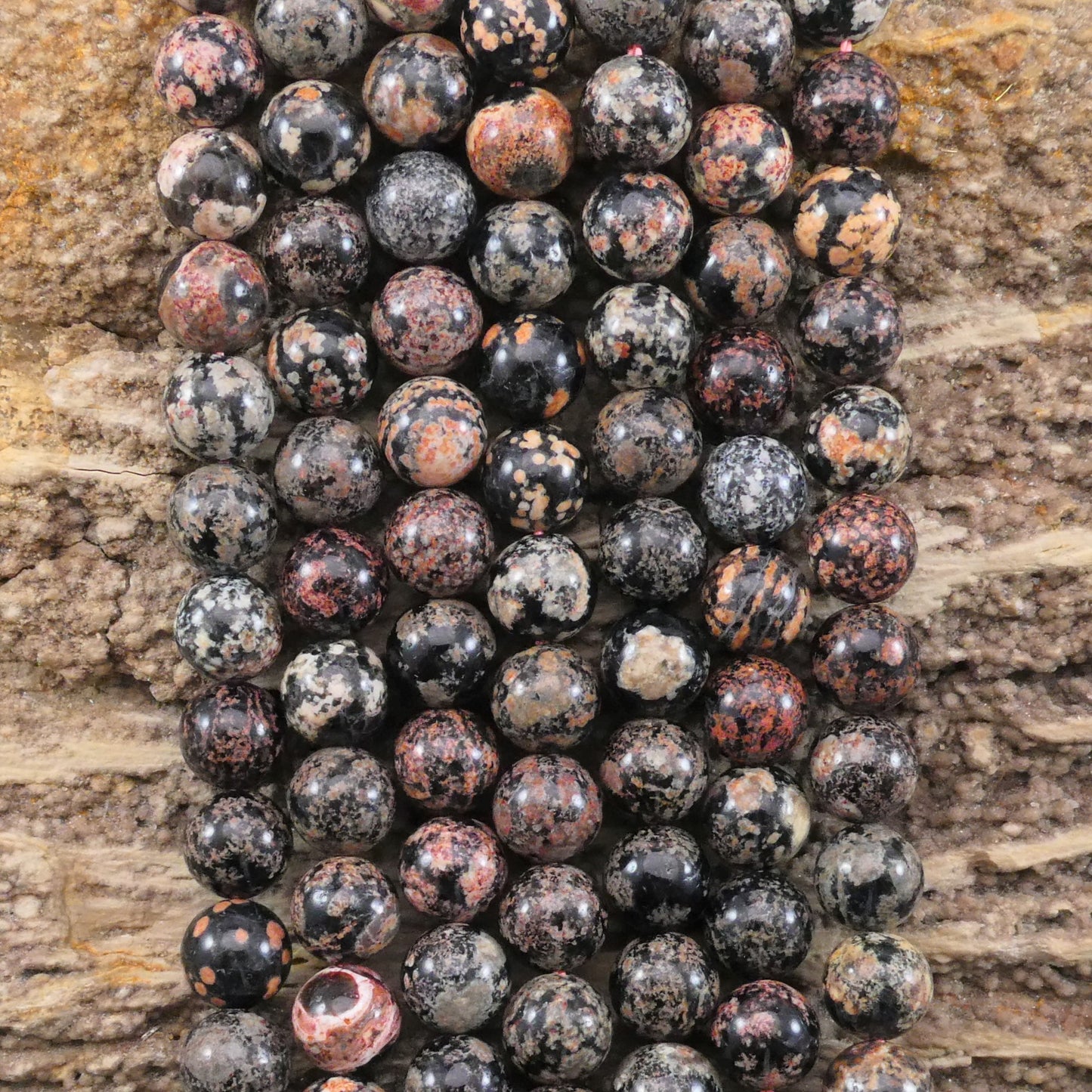 Red Snowflake Obsidian Round 6mm 8mm