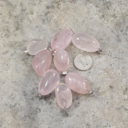 Rose Quartz Tumble Polished Nugget 18-33x28-35mm Pendant