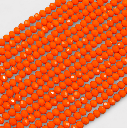 Crystal Faceted Rondelle Neon Orange, 2mm 4mm 6mm 8mm