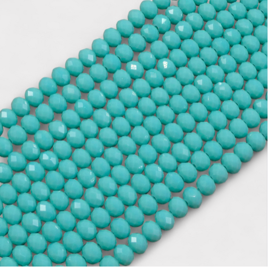 Crystal Faceted Rondelle Mint Alabaster, 2mm 4mm 6mm 8mm