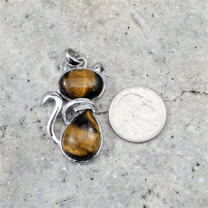 Tiger eye cat shape pendant 27x45mm (1pc)