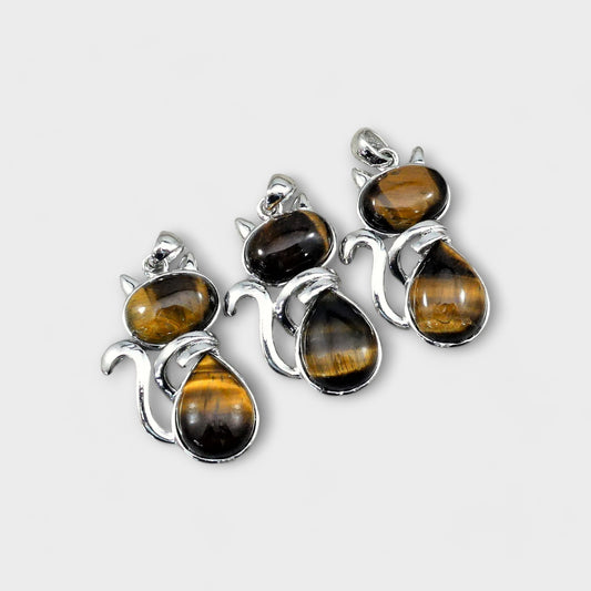 Tiger eye cat shape pendant 27x45mm (1pc)