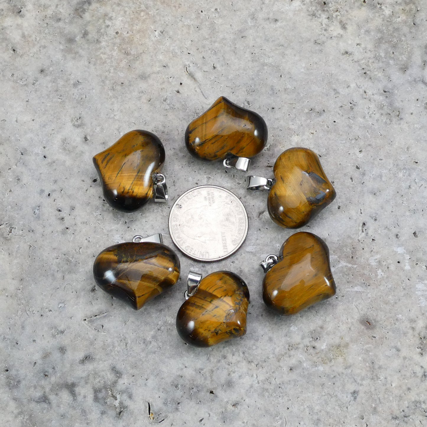 Yellow Tiger Eye 25x20mm Heart Pendant