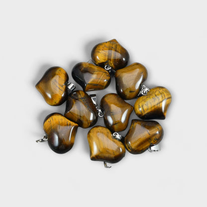 Yellow Tiger Eye 25x20mm Heart Pendant