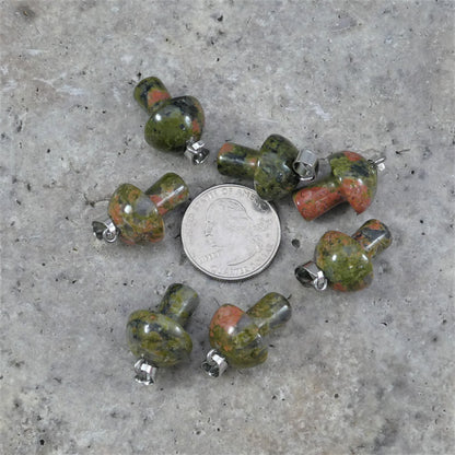 Unakite 16x21mm Mushroom Pendant