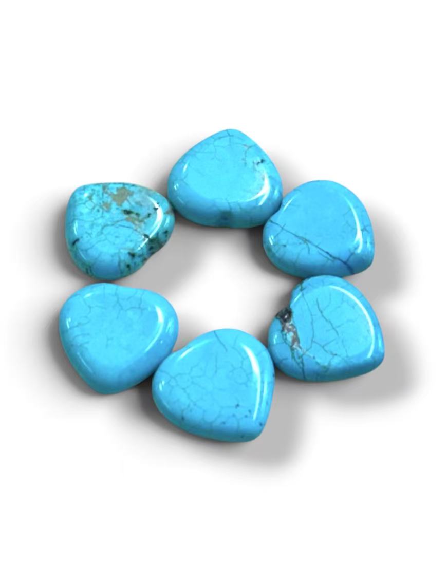 Half Drilled Turquoise (Dyed Magnesite), Heart Shape (1pc)
