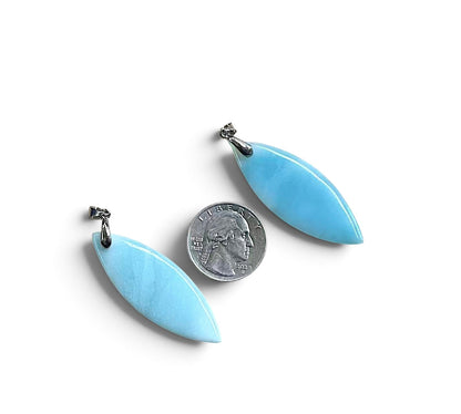 Amazonite Marquise Shape Pendant, 17x49mm