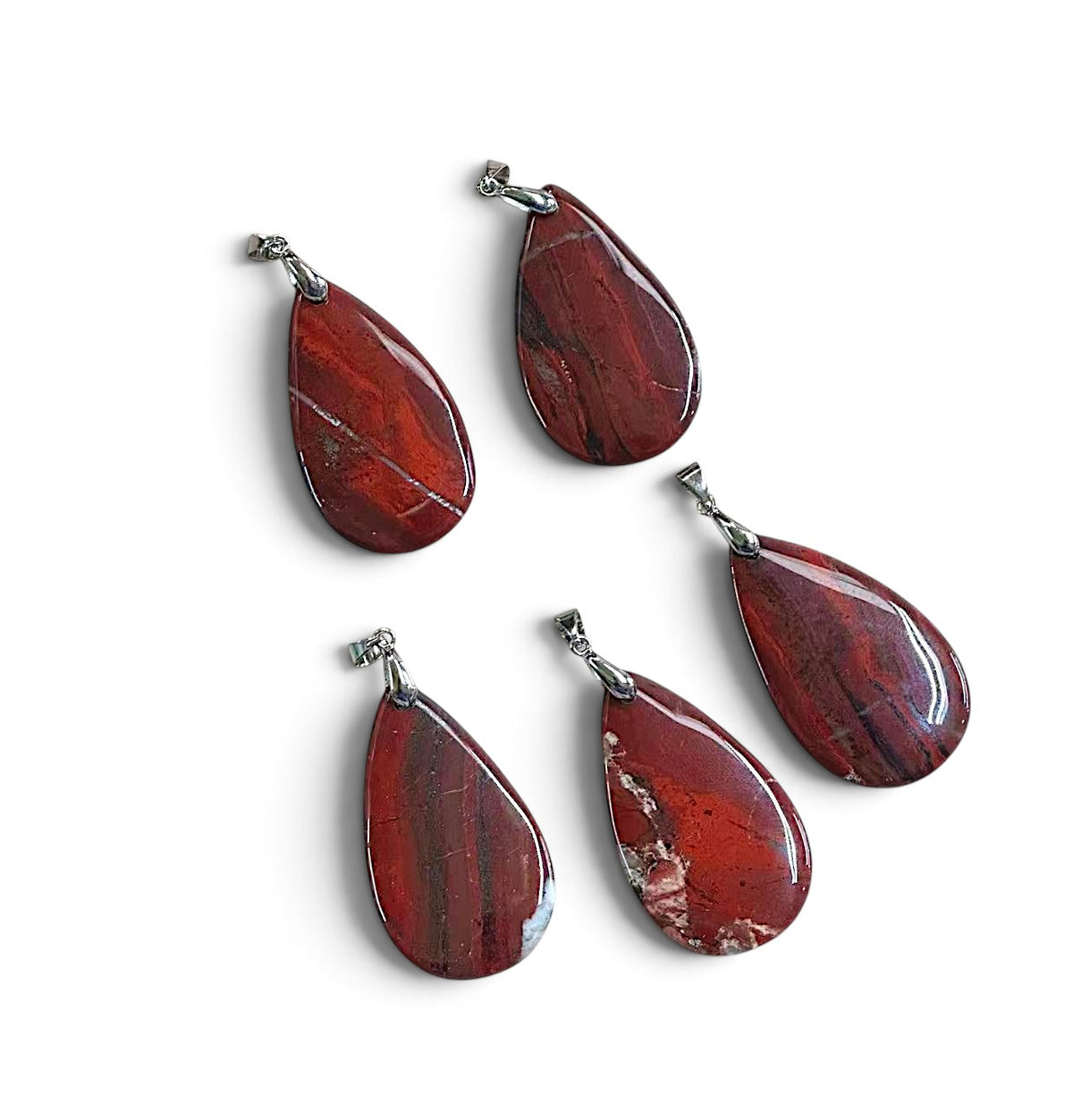 Apple Jasper, Teardrop Pendant 26x44mm