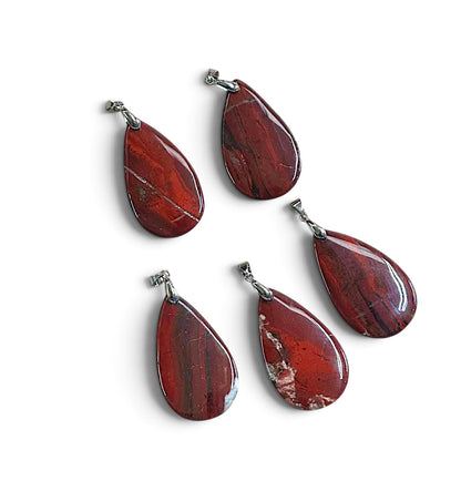 Apple Jasper, Teardrop Pendant 26x44mm