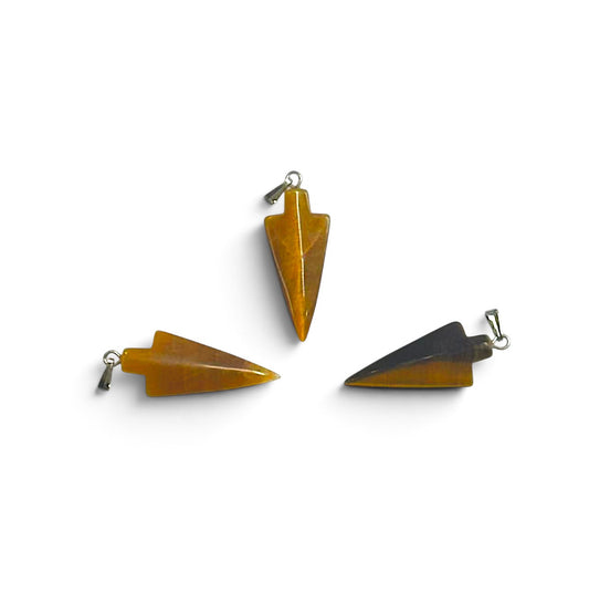 Yellow Tiger Eye, Arrowhead Pendant, 13x29mm