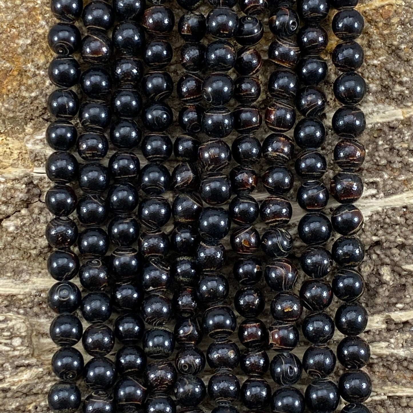 Natural Black Coral off Round 6-6.5mm