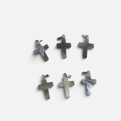 Botswana Agate Cross Pendant, 15x19mm
