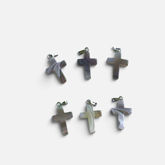 Botswana Agate Cross Pendant, 15x19mm