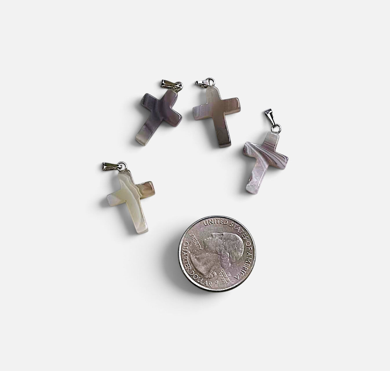 Botswana Agate Cross Pendant, 15x19mm