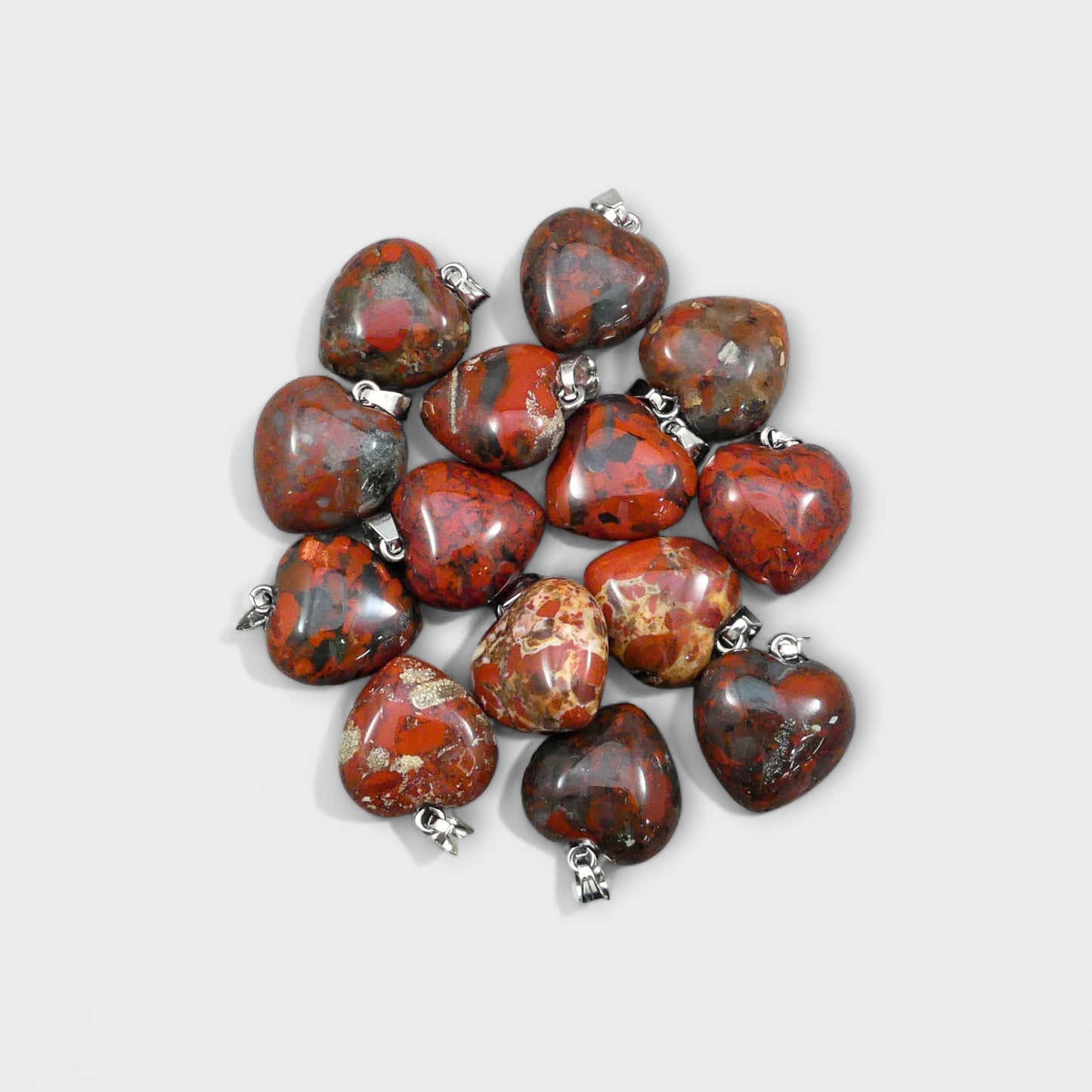 Brecciated Red Jasper 20x20mm Heart Pendant