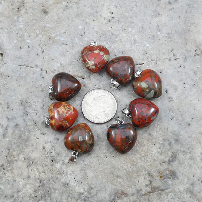 Brecciated Red Jasper 20x20mm Heart Pendant