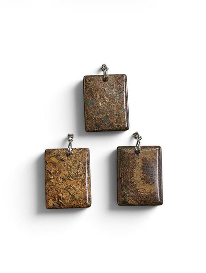 Bronzite Rectangle Shape Pendant 35x45mm