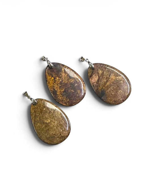 Bronzite Teardrop Pendant, 32x46mm