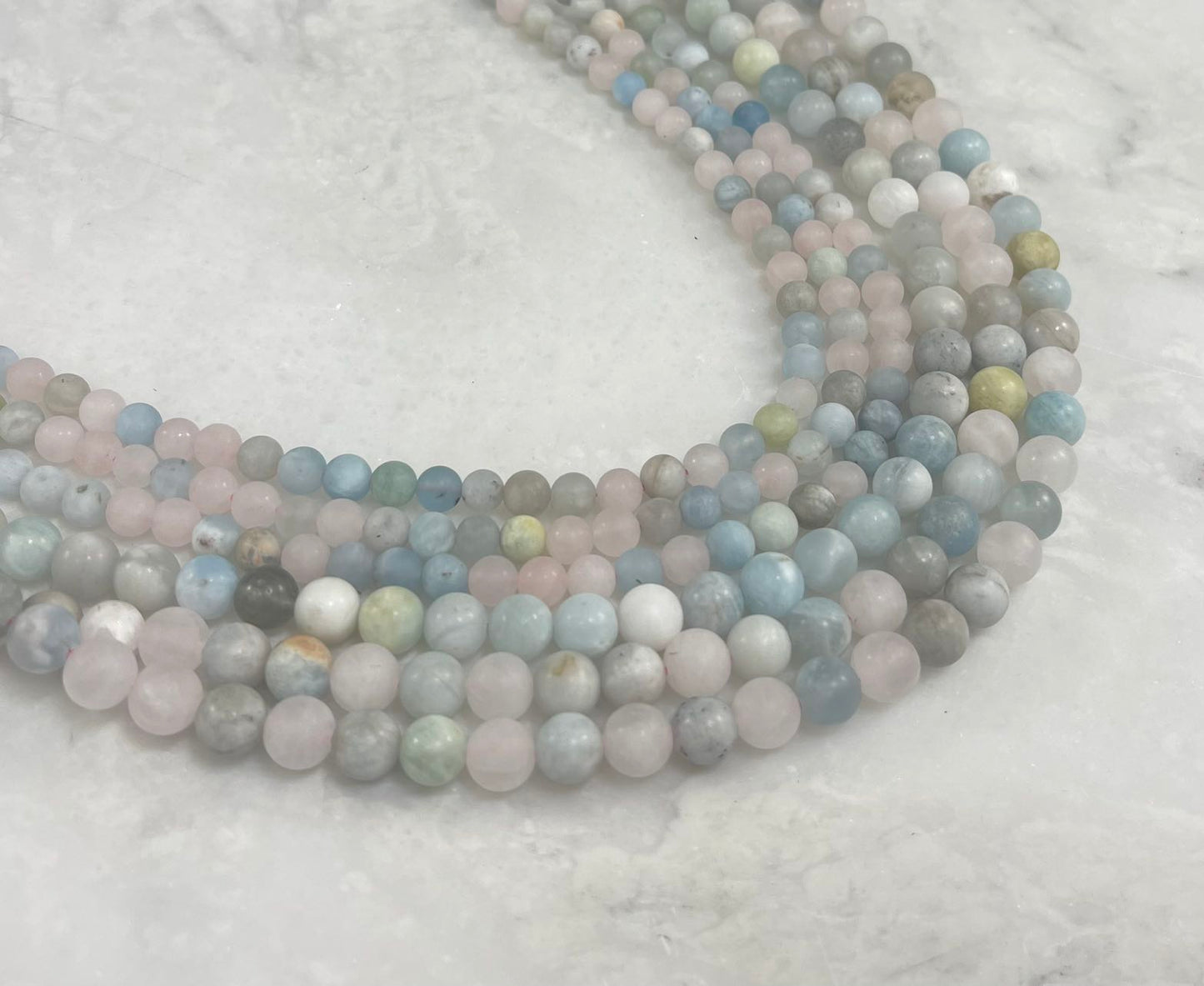 Mix Beryl (Aquamarine & Morganite) Matte Round