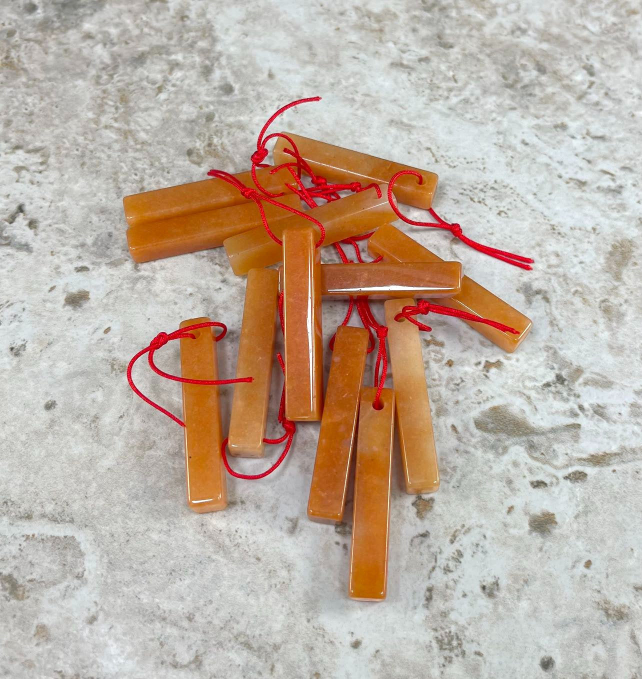 Orange Calcite, Rectangle Tube, 8mmx45mm Pendant