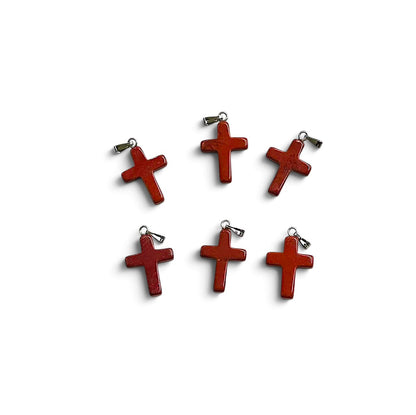 Cappuccino Jasper Cross Pendant, 15x19mm