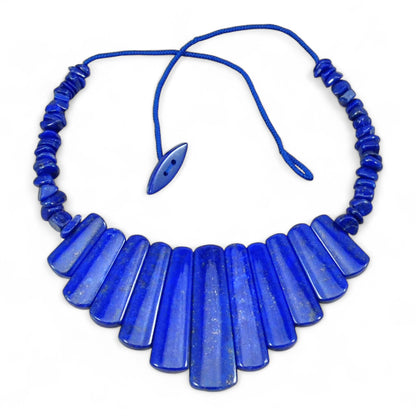 Natural Lapis, Grade AA, Graduated long Trapezoid Handmade Necklace, 20in
