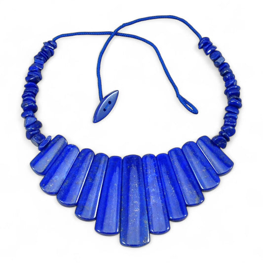 Natural Lapis, Grade AA, Graduated long Trapezoid Handmade Necklace, 20in