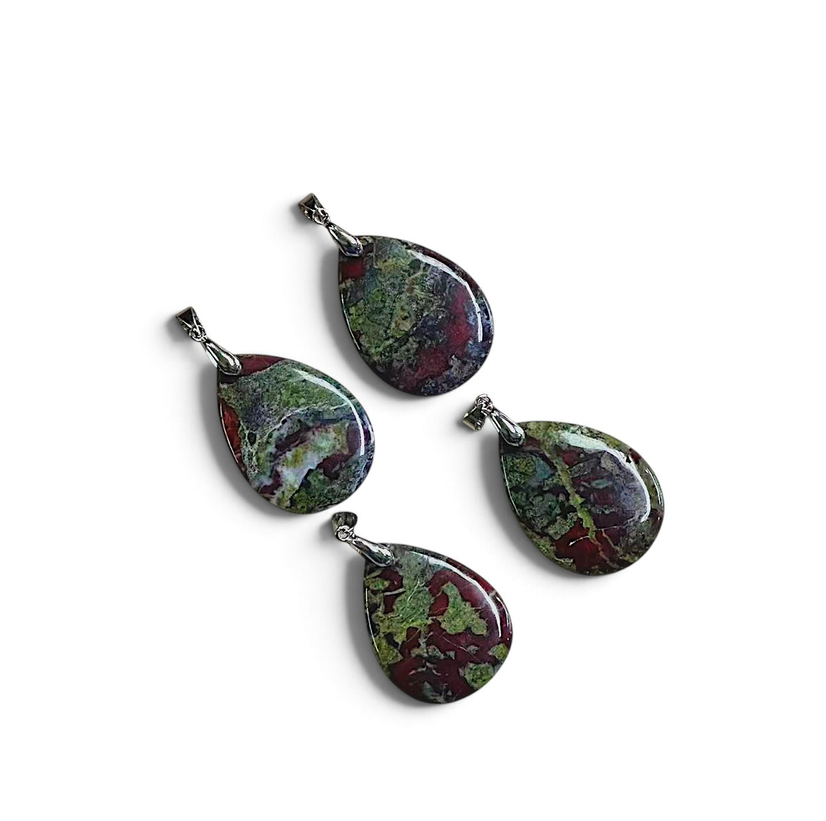 Dragon Bloodstone Teardrop Shape Pendant, 25x34mm