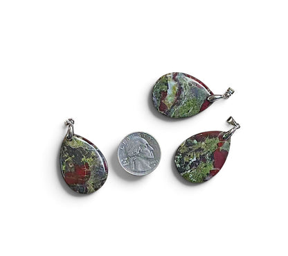 Dragon Bloodstone Teardrop Shape Pendant, 25x34mm