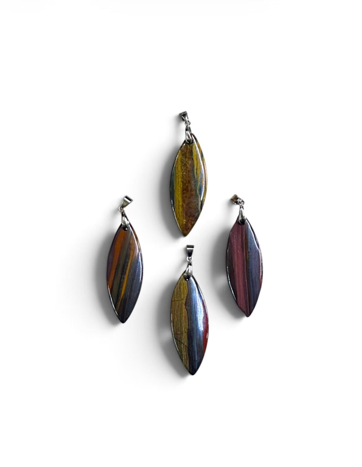 Iron Tiger Eye Marquise Shape Pendant, 17x50mm