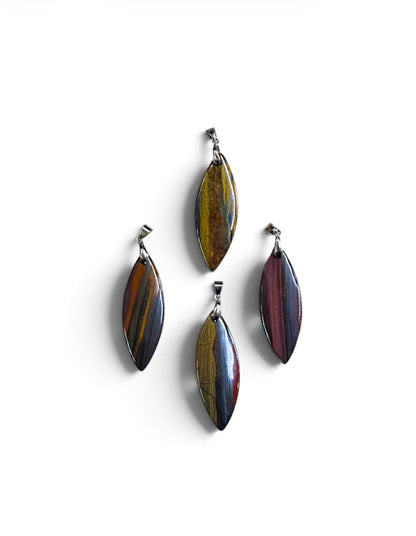 Iron Tiger Eye Marquise Shape Pendant, 17x50mm