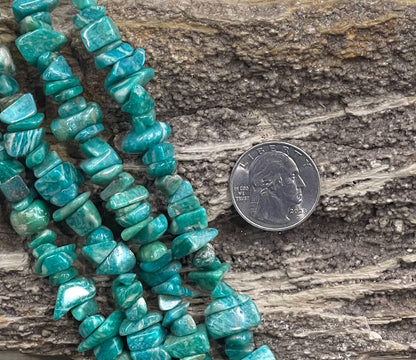 Russian Amazonite 10-14mm Polished Chips 36'' Grade A