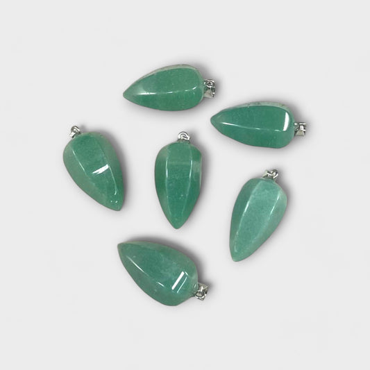 Green Aventurine, Cut Point Pendant, 15x30mm (1pc)