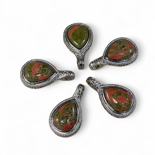 Unakite Teardrop Shape Pendant, 31x54mm