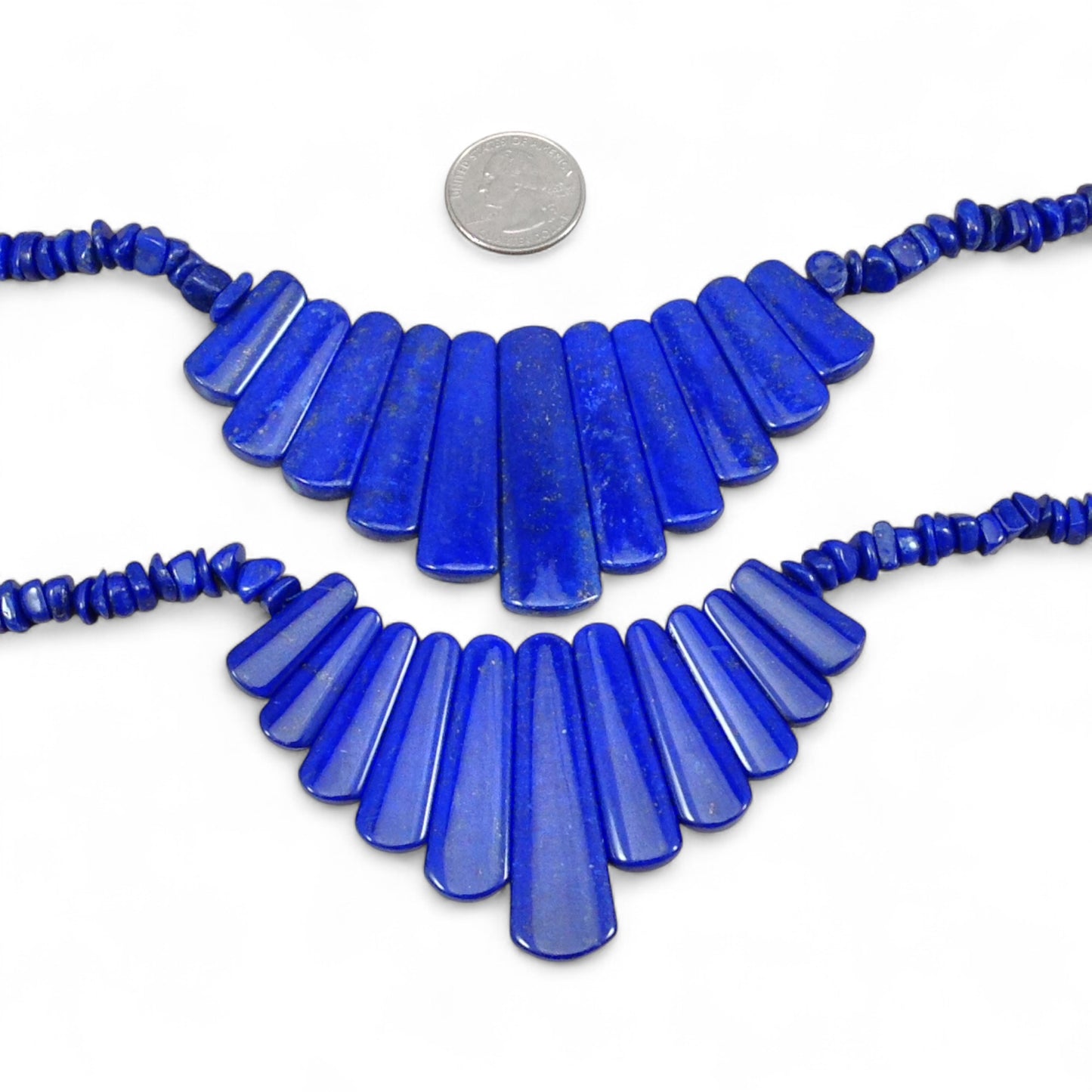 Natural Lapis, Grade AA, Graduated long Trapezoid Handmade Necklace, 20in