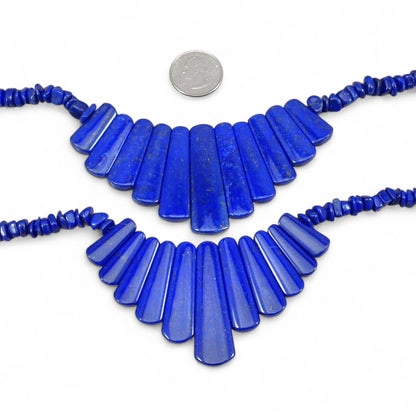 Natural Lapis, Grade AA, Graduated long Trapezoid Handmade Necklace, 20in