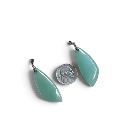 Green Aventurine Long Triangle Shape Pendant, 20x50mm