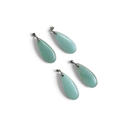 Green Aventurine Long Thin Teardrop Shape Pendant, 19x46mm
