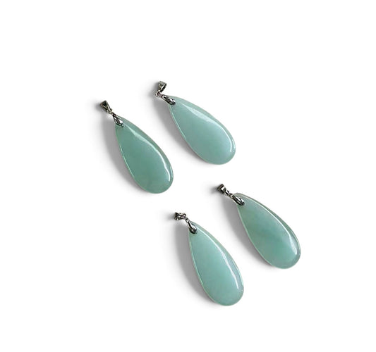 Green Aventurine Long Thin Teardrop Shape Pendant, 19x46mm